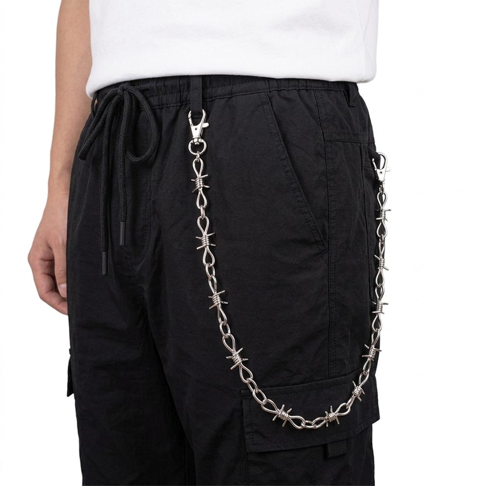 Zac's Alter Ego - Barbwire Design Metal Fashion Geldbörsenkette/Hosen schlüsselbund - Silberfarben